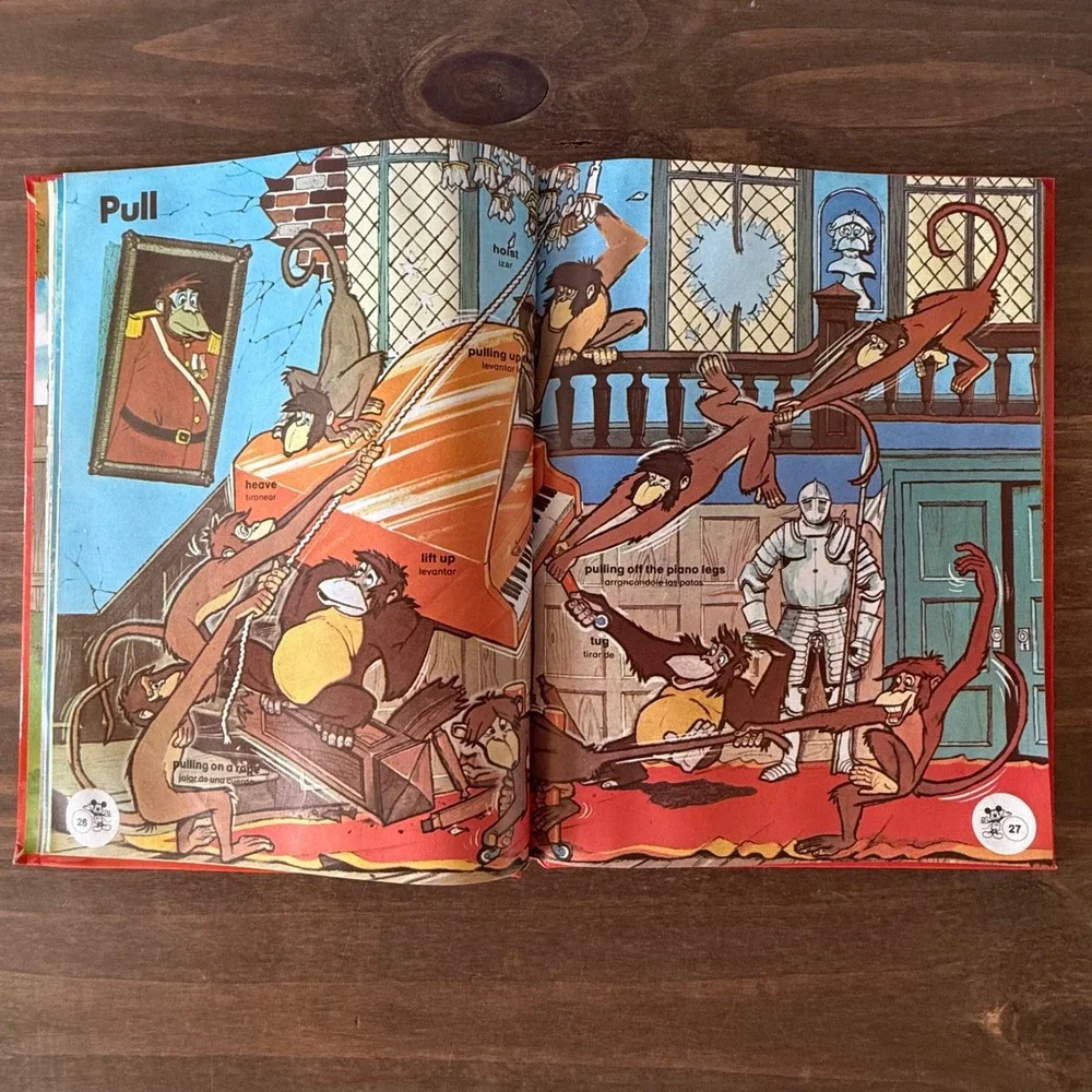 Vintage 1987 Walt Disney Verbos Bilingual Spanish English Book Grolier Vol 5